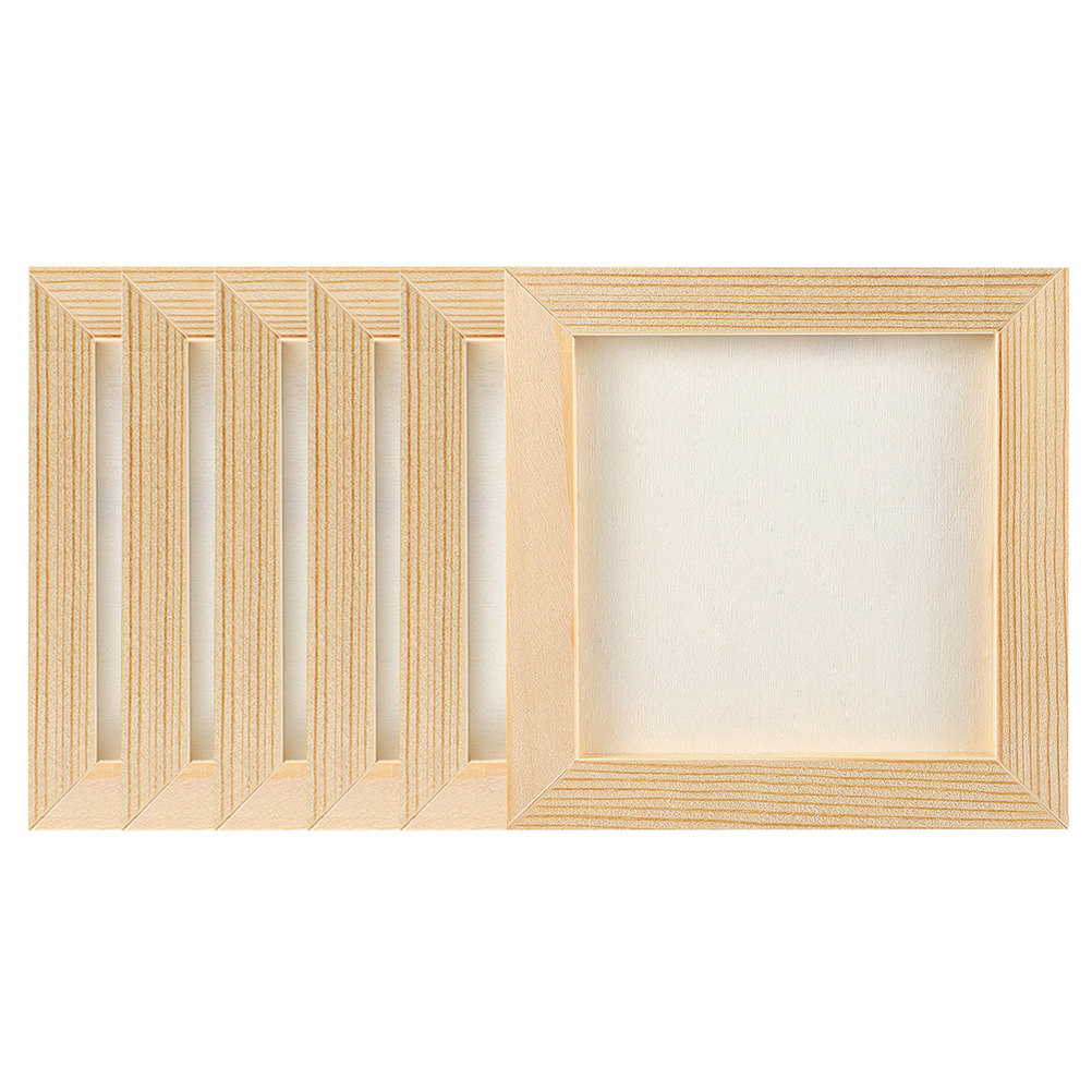 6Pcs Solid Wood DIY Blank Pict - Art And Craft For Nursery recension och pris