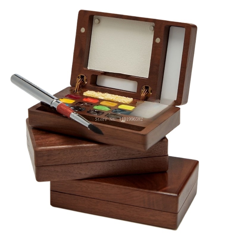 Travel Painting Box Solid Wood - Gouache Paint Set recension och pris